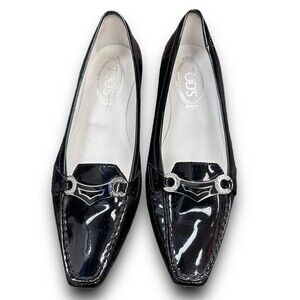TOD’S Women’s Black‎ Patent Leather Gommino Flats. Sz 37.5 or 7
